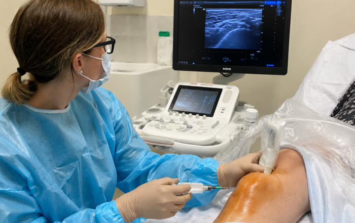 A synovial biopsy being undertaken